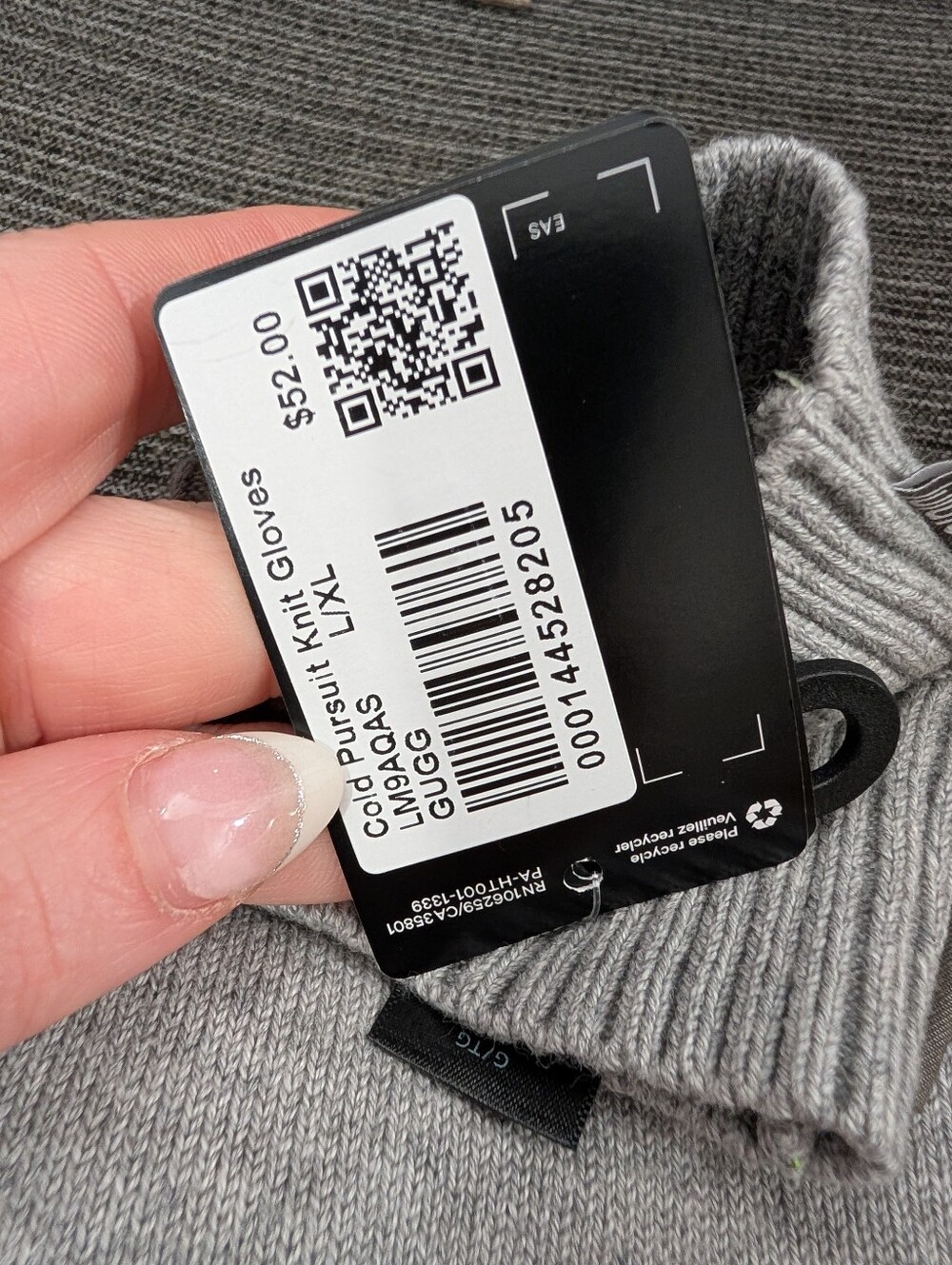 Lululemon Cold Pursuit Knit Gloves Gray Cashmere Blend Touchscreen L/XL NWT - Picture 6 of 7